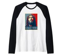 Grace Wins Jésus-Christ Chrétien Pâques Foi Espoir Manche Raglan