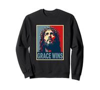 Grace Wins Jésus-Christ Chrétien Pâques Foi Espoir Sweatshirt