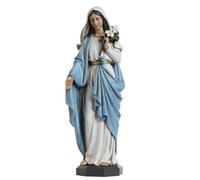 Grace4Joy Statue de la Vierge Marie - 25,4 cm - Décoration d'intérieur élégante - Peinte à la Main - Sainte Marie Tenant des lys - Collection Renaissance