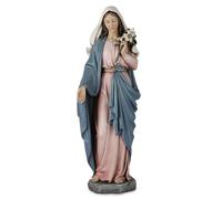 Grace4Joy Vineyard Carvings Statue de la Vierge Marie - 35,6 cm - Décoration d'intérieur élégante - Peinte à la Main - Sainte Marie Tenant des lys - Collection Renaissance
