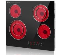 GRACEALL Domino Poêle électrique à 4 brûleurs 60 cm pour cuisine, plaque chauffante infrarouge, cuisinière en céramique 230 V, table de cuisson intégrée, table de cuisson en verre avec cadre en métal