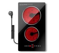 GRACEALL Plaque Domino 2 Feux 3000W, Encastrable & Pose Libre, Plaque Vitrocéramique Électrique avec prise, Minuterie, Pause, Maintien au Chaud et Verrouillage Enfant