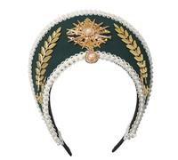 GRACEART Anne Boleyn Chapeau Coiffe Couvre-chef Élisabéthain Couronne Tudor Capuche Chapeau Style-4 (vert foncé)