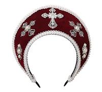 GRACEART Anne Boleyn Chapeau Couvre-chef élisabéthain Couvre-chef Tudor Coronet Chapeau à coiffe (Style 6 (Rouge foncé))