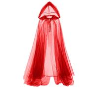 GRACEART Cape à capuche médiévale en tulle pour femme - Longue cape à capuche pour cosplay, vampire vintage, horreur, mariée, Rouge, taille unique