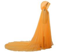 GRACEART Cape de mariée à capuche longue en tulle pour mariage, robe de chapelle en dentelle, voile mantille, Orange, Taille unique
