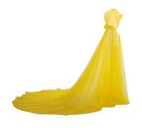 GRACEART Cape de mariée à capuche longue en tulle pour mariage, robe de chapelle en dentelle, voile mantille, jaune, Taille unique