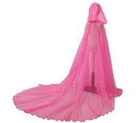 GRACEART Cape de mariée pour femmes avec capuche en tulle, robe brillante de fée avec longue traîne arrière, rose, Taille unique