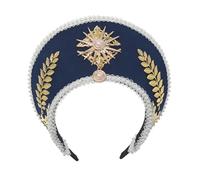 GRACEART Chapeau Anne Boleyn Couvre-chef élisabéthain Couronne Tudor Capuche Style-4 (bleu foncé)