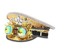 GRACEART Chapeau de capitaine militaire à paillettes pour femme avec lunettes