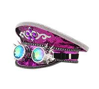 GRACEART Chapeau de capitaine militaire à paillettes pour femme avec lunettes