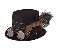 GRACEART Chapeau haut-de-forme steampunk pour femme avec engrenages gothiques pour homme avec lunettes amovibles
