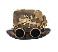 GRACEART Chapeau haut-de-forme unisexe Steampunk Chapeau de costume d'Halloween Accessoire de déguisement avec lunettes et engrenages, Style a, M-58cm