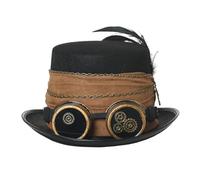 GRACEART Chapeau haut-de-forme unisexe Steampunk Chapeau de costume d'Halloween Accessoire de déguisement avec lunettes et engrenages, Style-k, L-61cm