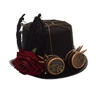 GRACEART Chapeaux hauts steampunk unisexes avec lunettes pour hommes et femmes (taille M, 61 cm)