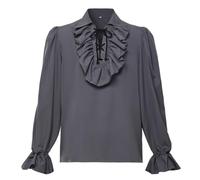 GRACEART Chemise de pirate à volants pour homme - Style colonial de la Renaissance - Style Steampunk - Vampire gothique, gris, XL