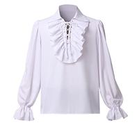 GRACEART Chemise de pirate à volants pour homme style colonial Renaissance Poète Steampunk Vampire Gothique Costume, Chemise blanche., XX-Large