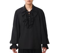 GRACEART Chemise de pirate à volants pour homme style colonial Renaissance Poète Steampunk Vampire Gothique - Noir - Small