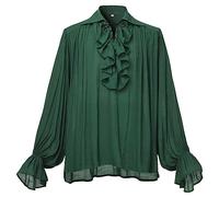 GRACEART Chemise médiévale Nordique Chemise Renaissance Victorienne Chemise de Pirate Chemise de Vampire (FR/ES, Alpha/Lettres, TG, Taille Normale, Taille Normale, Vert)