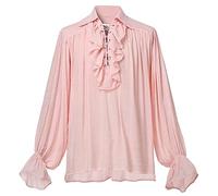 GRACEART Chemise médiévale Nordique Chemise Renaissance Victorienne Chemise de Pirate Chemise de Vampire (FR/ES, Alpha/Lettres, TG, Taille Normale, Taille Normale, Rose)