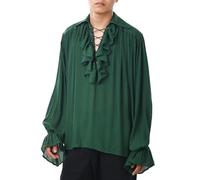 GRACEART Chemise Médiévale Nordique Renaissance Victorienne de Pirate et Vampire (FR/ES, Alpha/Lettres, M, Taille Normale, Vert)