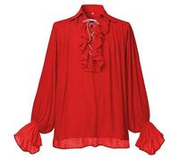 GRACEART Chemise Médiévale Nordique Renaissance Victorienne de Pirate et Vampire (FR/ES, Alpha/Lettres, S, Taille Normale, Rouge)