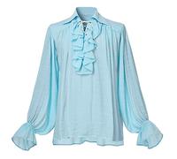 GRACEART Chemise Médiévale Nordique Renaissance Victorienne de Pirate et Vampire (FR/ES, Alpha/Lettres, M, Taille Normale, Bleu)