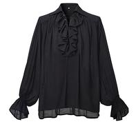 GRACEART Chemise Médiévale Nordique Renaissance Victorienne Pirate Vampire (FR/ES, Alpha/Lettres, TG, Noir)