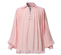 GRACEART Chemise surdimensionnée médiévale du poète pirate de la Renaissance, tenue décontractée pour homme ou femme, rose, XL