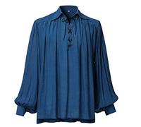 GRACEART Chemise surdimensionnée médiévale du poète pirate de la Renaissance, tenue décontractée pour homme ou femme, bleu clair, XS
