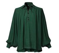 GRACEART Chemise surdimensionnée médiévale du poète pirate de la Renaissance, tenue décontractée pour homme ou femme, Vert, S