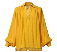 GRACEART Chemise surdimensionnée médiévale du poète pirate de la Renaissance, tenue décontractée pour homme ou femme, jaune, L