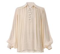 GRACEART Chemise surdimensionnée médiévale du poète pirate de la Renaissance, tenue décontractée pour homme ou femme, beige, XS