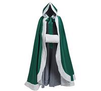 GRACEART Femme Cape à Capuche Fourrure Longue de Mariée Halloween Chaude Capuchon Manteau de Mariage (Vert)
