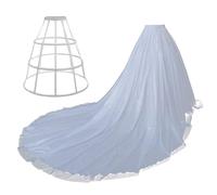 GRACEART Femme Longue Jupe Maxi pour Soirée Mariée Haute Taille Vintage Tulle avec Petticoat (Blanc-1)