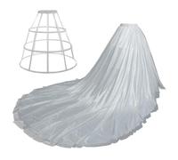GRACEART Femme Longue Jupe Maxi pour Soirée Mariée Haute Taille Vintage Tulle avec Petticoat (Blanc-2)