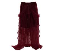 GRACEART Femmes de Mousseline de Soie Jupe Élégant Longue Maxi Robe de Mariée en Couches (Vin Rouge Tulle + Vin Rouge Doublure)