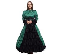 GRACEART Femmes Victorienne Robe avec Jupon et Ceinture Medieval Carnaval Vêtements (M, Vert)