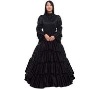 GRACEART Femmes Victorienne Robe avec Jupon et Ceinture Medieval Carnaval Vêtements (S, Noir)