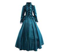 GRACEART Femmes Victorienne Robe avec Jupon Medieval Carnaval Vêtements (L, Vert)