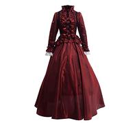 GRACEART Femmes Victorienne Robe avec Jupon Medieval Carnaval Vêtements (S, Rouge)
