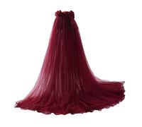 GRACEART Jupe Longue de Mariée en Tulle pour Femme avec Nœud pour Mariage (Vin Rouge)