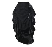 GRACEART Jupe Steampunk victorienne pour femmes, style gothique, avec volants réglables, jupe vintage pour Halloween, costume médiéval de vampire, S