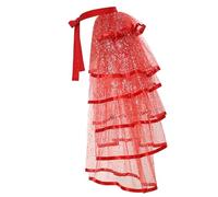 Graceart Jupe tutu steampunk en dentelle avec ceinture, noir, Rouge/argenté, taille unique
