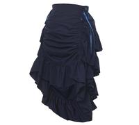 GRACEART Jupe victorienne steampunk réglable à volants gothique vintage pour Halloween, costume de vampire médiéval pour femme, Extensible dans les quatre sens (bleu foncé), S