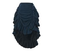 GRACEART Jupe victorienne steampunk réglable à volants gothique vintage pour Halloween, costume de vampire médiéval pour femme, Mélange de daim (bleu foncé), XL