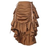 GRACEART Jupe victorienne steampunk réglable à volants gothique vintage pour Halloween, costume de vampire médiéval pour femme, Extensible dans les quatre sens (kaki), M