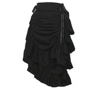 GRACEART Jupe victorienne steampunk réglable à volants gothique vintage pour Halloween, costume de vampire médiéval pour femme, Extensible dans les quatre sens (noir), XL