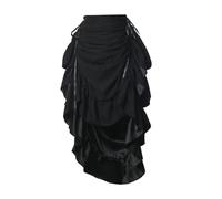 GRACEART Jupe victorienne steampunk réglable à volants gothique vintage pour Halloween, costume de vampire médiéval pour femme, Mélange de daim (noir), 44