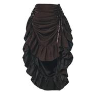 GRACEART Jupe victorienne steampunk réglable à volants gothique vintage pour Halloween, costume de vampire médiéval pour femme, Mélange de daim (marron foncé), 48